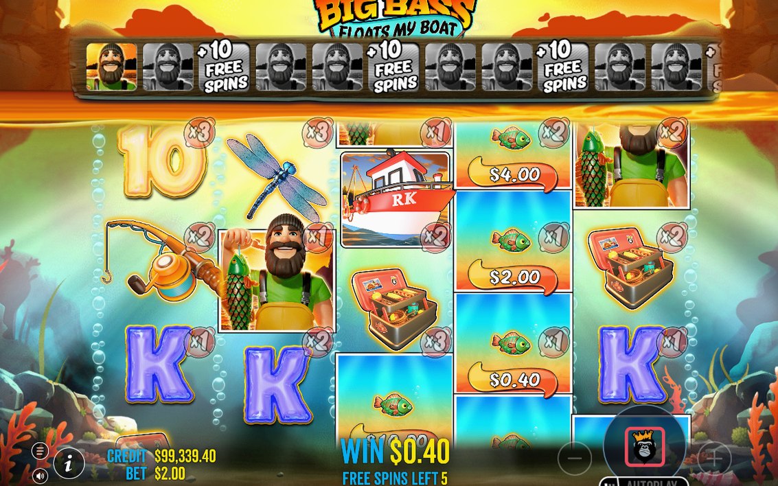 Free spins med FISHERMAN WILD på alla hjul